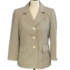 Evan Picone Blazer 6 Striped Beige Jacket